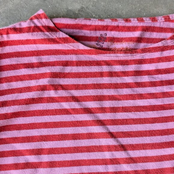 Gudrun Sjoden Essential Striped Top Red Pink Organic Cotton Long Sleeve large - Picture 2 of 6